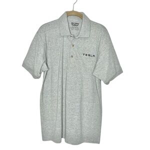 Tesla‎ Motors Men's Gray DryBlend Embroidered Logo Polo Shirt Size Medium